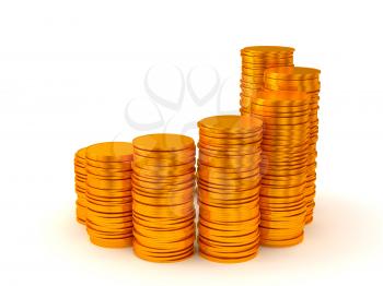 Royalty Free Clipart Image of Stacks of Coins