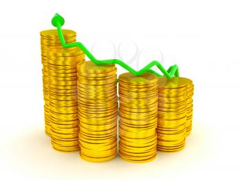 Royalty Free Clipart Image of Earnings and Success Coin Graph