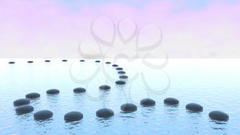 Royalty Free Clipart Image of Pebbles on Water