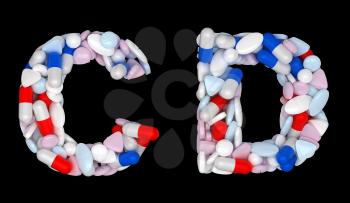 Royalty Free Clipart Image of Pharmaceutical Font C and D