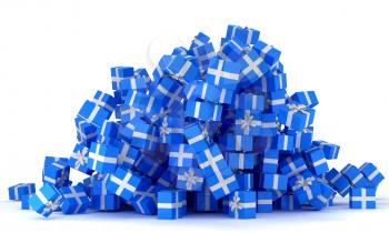 Royalty Free Clipart Image of a Pile of Blue Presents