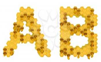 Royalty Free Clipart Image of the Letters A and B in Honey