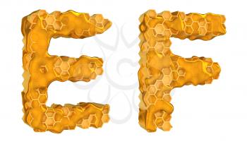 Royalty Free Clipart Image of the Letters E and F in Honey