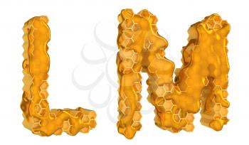 Royalty Free Clipart Image of the Letters L and M in Honey