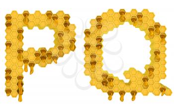 Royalty Free Clipart Image of the Letters P and Q in Honey