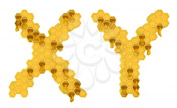 Royalty Free Clipart Image of the Letters X and Y in Honey