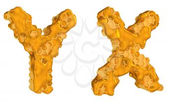 Royalty Free Clipart Image of the Letters Y and X in Honey
