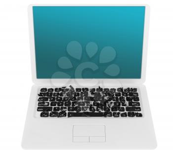 Royalty Free Clipart Image of a Damaged Laptop