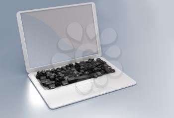 Royalty Free Clipart Image of a Damaged Laptop