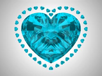 Royalty Free Clipart Image of a Blue Diamond Heart