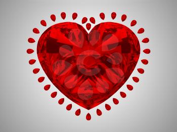 Royalty Free Clipart Image of a Red Diamond Heart