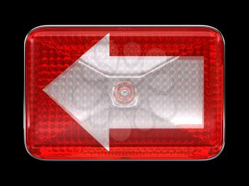 Royalty Free Clipart Image of a Red Headlight With an Arrow
