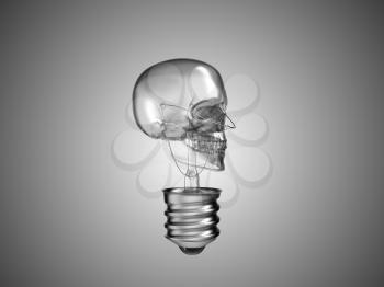 Royalty Free Clipart Image of a Skull Light Bulb 