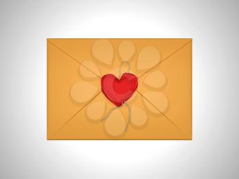 Royalty Free Clipart Image of a Heart Sealed Envelope