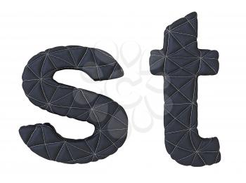 Royalty Free Clipart Image of Stitched Leather Font S and T