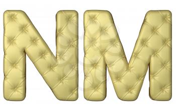 Royalty Free Clipart Image of Beige Leather Font of N and M