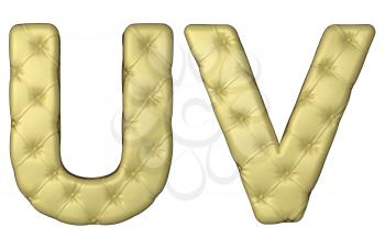 Royalty Free Clipart Image of Beige Leather Font of U and V