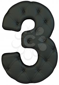 Royalty Free Clipart Image of a Black Leather Number Three
