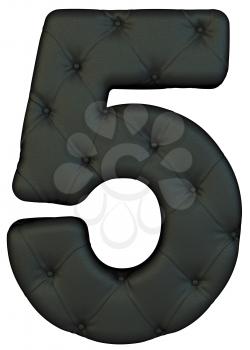 Royalty Free Clipart Image of a Black Leather Number Five