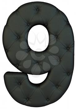 Royalty Free Clipart Image of a Black Leather Number Nine