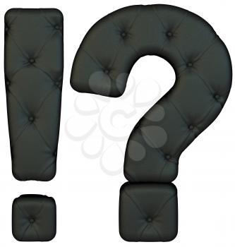 Royalty Free Clipart Image of Black Leather Query and Exclamation Marks