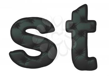 Royalty Free Clipart Image of Stitched Leather Font S and T