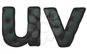 Royalty Free Clipart Image of Black Leather Font U and V