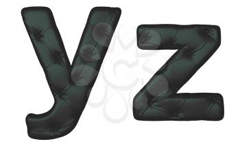 Royalty Free Clipart Image of a Black Leather Font Y and Z