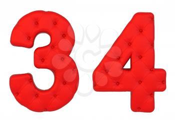 Royalty Free Clipart Image of Red Leather Numbers Three and Fours