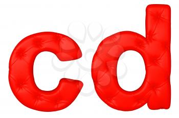 Royalty Free Clipart Image of a Red Leather Font C and D