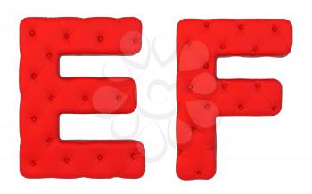 Royalty Free Clipart Image of a Red Leather Font E and F