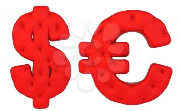 Royalty Free Clipart Image of Red Leather Dollar Signs 