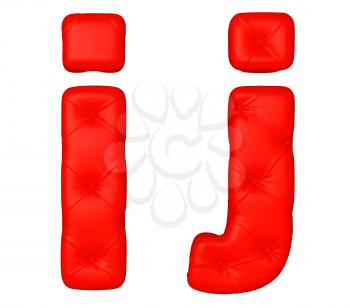 Royalty Free Clipart Image of a Red Leather Font I and J
