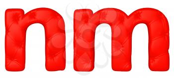 Royalty Free Clipart Image of a Red Leather Font N and M