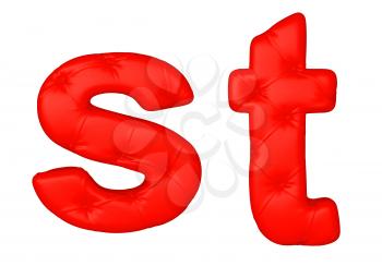 Royalty Free Clipart Image of a Red Leather Font S and T