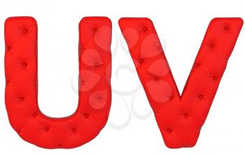 Royalty Free Clipart Image of a Red Leather Font U and V