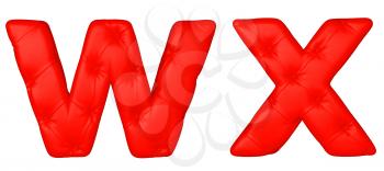 Royalty Free Clipart Image of a Red Leather Font W and X