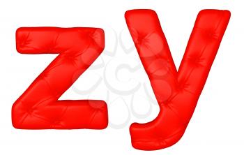 Royalty Free Clipart Image of a Red Leather Font Z and Y