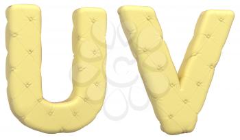 Royalty Free Clipart Image of Beige Leather Font of U and V