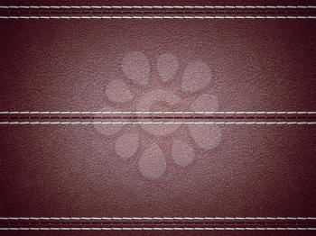 Royalty Free Clipart Image of a Maroon Stitched Leather Background