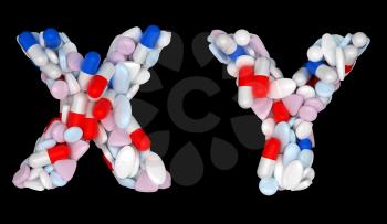 Royalty Free Clipart Image of Pharmaceutical Font X and Y