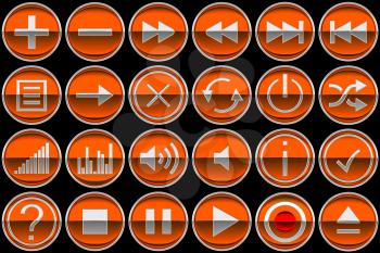 Royalty Free Clipart Image of Orange Control Panel Buttons