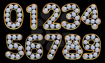 Royalty Free Clipart Image of a Golden Numbers Incrusted With Diamonds
