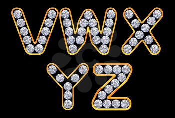 Royalty Free Clipart Image of Gold Letters Incrusted With Diamonds