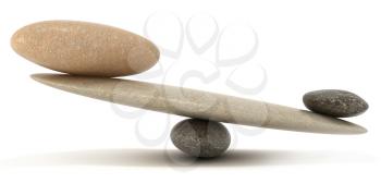 Royalty Free Clipart Image of Pebbles on a Scale