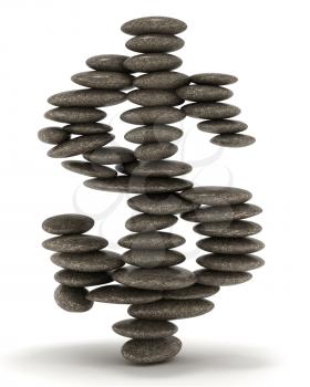 Royalty Free Clipart Image of Pebbles Stacked in the Dollar Sign