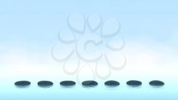 Royalty Free Clipart Image of Pebbles on Water