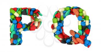 Royalty Free Clipart Image of Pharmaceutical Font P and Q