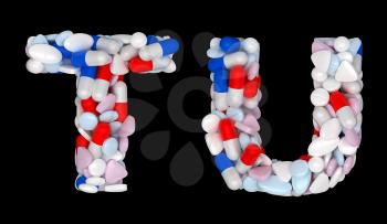 Royalty Free Clipart Image of Pharmaceutical Font T and U