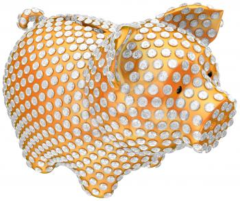 Royalty Free Clipart Image of a Gold Diamond Piggy Bank